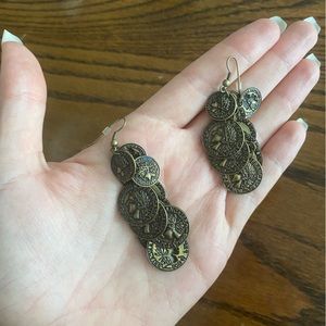 Antique gold coin earrings